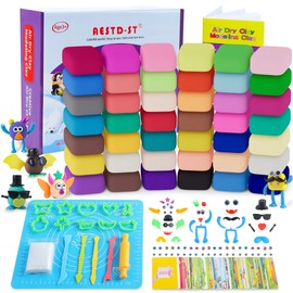Air Dry Clay Kit, 42 Colors Modeling Clay for Kids, Non-Sticky Super Light DIY Soft Magic Clay, Molding Clay with Sculpting Tools and Tutorial Cards,Arts and Crafts Gift for Kids.