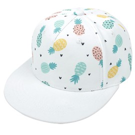 Baby Baseball Cap Toddler Sun Hat UV Protection Summer Hat Adjustable Kids Snapback Cap Baseball Cap Peaked Cap for 6 Months - 8 Years Girls Boys, Pineapple White