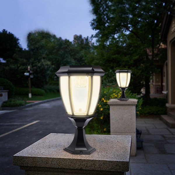 Unbranded 2x LED Pillar Light Solar Powered Lantern Garden Post