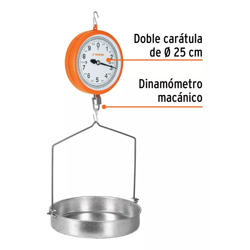 Truper Báscula comercial analógica colgante Truper BAS-10C 10kg 38 cm