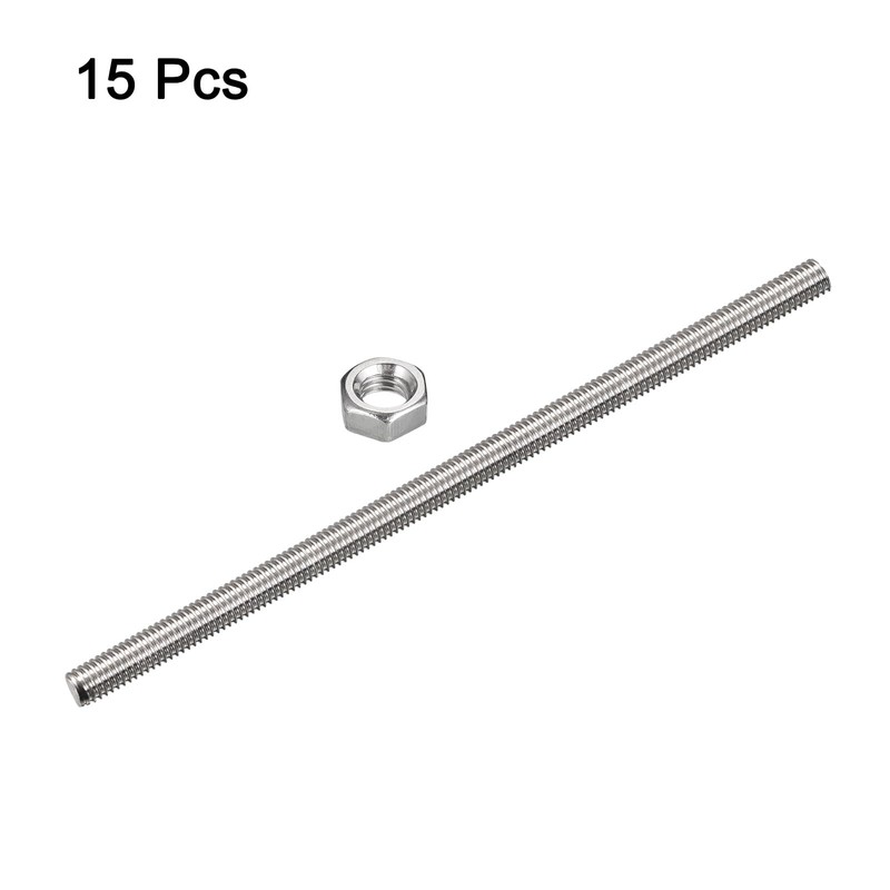sourcing map 15 Pcs M5 x 200mm Fully Threaded Rod