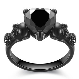 GTISKL Skull Gothic Rings Retro Black Gold Heart Love Red Purple Crystal Zirconia Christmas Valentine's Day Mother's Day Engagement Women Jewelry Statement Cocktail Party Biker Ring, Copper, Cubic Zirconia