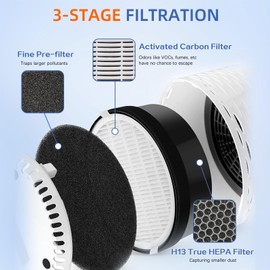 LV-H132 Replacement Filter for LEVOIT LV-H132 Air Purifier,3-in-1 H13 True HEPA and Activated Carbon Filter,Part # LV-H132-RF,3 Pack