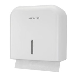 JETWELL Multifold Paper Towel Dispenser, Wall Mount Tissue Dispenser with Smart Lock, 200 Sheets ABS Plastic Cover, Folded Size 9.5" x 3.5" Or Smaller (White)
