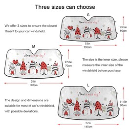 Ladybug Gnomes Daisy Car Windshield Sunshades Spring Summer Floral Sun Shade Reflective Block UV Rays Protector Keep Your Vehicle Cool Sun Visor Cover Foldable for Car Truck SUV S