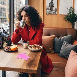 Cute Acrylic Pink Sea Turtle Cup Coaster – Drink Holder for Home & Office Decor, Desk Accessory, Jewelry Tray, Tabletop Protection, for Women (Housewarming, Birthday, Christmas)