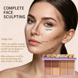 Sitovely 8Color Concealer Foundation Palette, Soft Matte Cream Correcting Concealer Palette Long-Lasting Smudge Blendable Cream Contour Palette for Dark Circles Acne & Redness, Blemish (Medium)
