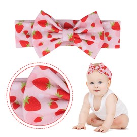 Pejlnd Strawberry Headband - 1Pcs Baby Strawberry Turban Headband Bow Fruit Hair Band for Newborn Infant Baby Toddlers Girls Gifts