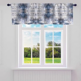 Erosebridal Watercolor Valance Curtains,Modern Abstract Window Curtains,Navy Blue Tie Dye Ombre Window Treatment Valances,Contemporary Grunge Blackout Valances (Navy Blue Grey,52" W X 12" L)