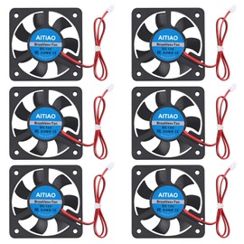 AITIAO 6Pcs 5010 Cooling Fan DC 12V 50mmx50mmx10mm Quiet Brushless Cooling Fan for 3D Printer Computer Case Fan DIY Cooling Ventilation Exhaust 2Pin Oil Bearing Fan (5010 12V)