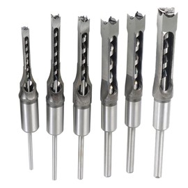 kimllier 6Pcs Square Hole Drill Bit HSS Square Hole Saw Mortise Chisel Drill Bit Tools Wood Mortising Chisel Set
