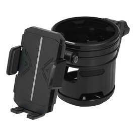 Stroller Cup Holder, Phone Holder Dual Cup Groove Bottle Holder for Water Bottles, Umbrella, 360 Rotation Bike Cup Holder for Scooter, Motorcycles, Bike (Black)