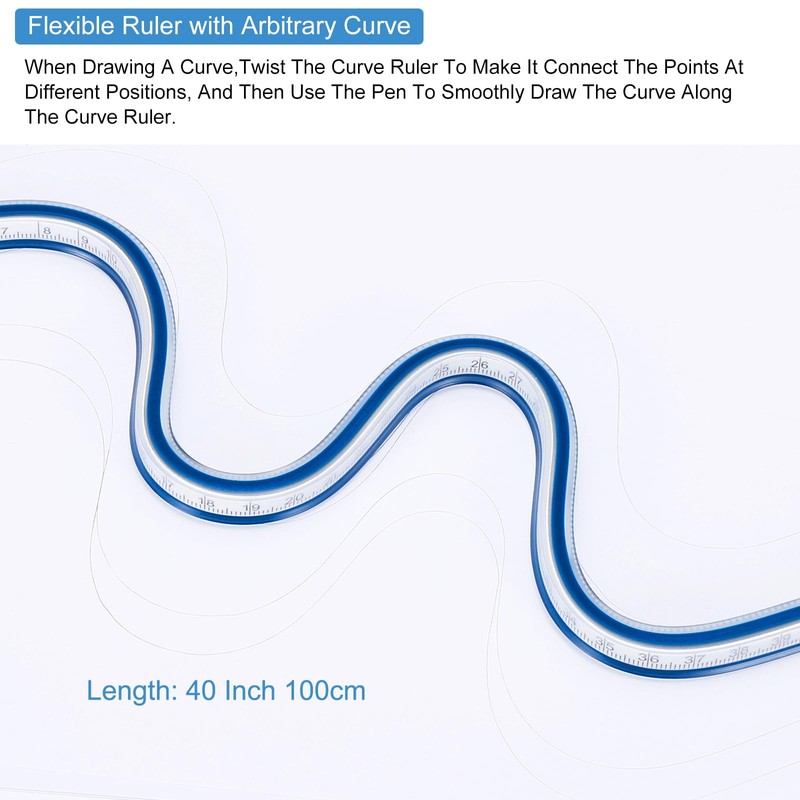 PATIKIL 40 Inch 100cm Flexible Curve Ruler Can Be Bent