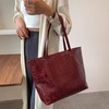 Aisi Women Soft PU Leather Crocodile Pattern Tote Handbag Ladies