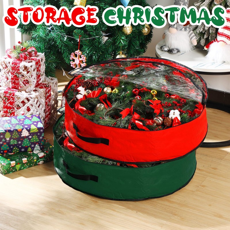 Aliceset 4 Pcs Christmas Wreath Storage Bags Garland Wreath Storage