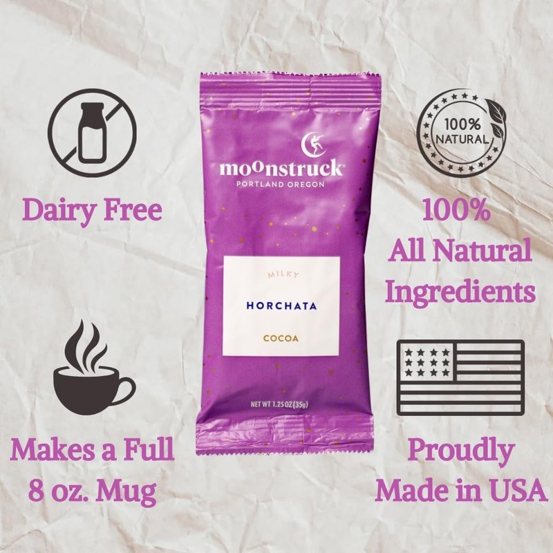 Moonstruck Chocolate Single Serve Horchata Hot Chocolate Packets, 8 Count