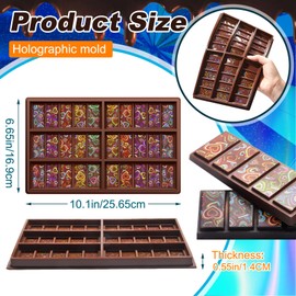 Ziliny Holographic Chocolate Molds Resin Silicone Chocolate Deep Thick Molds for Reusable DIY Baking Wax Melts(Heart)
