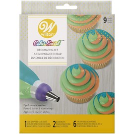 Wilton 2104-7072 Kit de Decoración de Pasteles Color Swirl, Acoplador de 3 Colores, 9 piezas