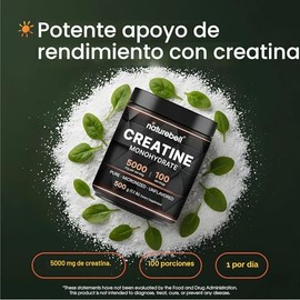 NatureBell Polvo de Monohidrato de Creatina Instantáneo 500 Gramos, 5000mg Por Porción, Polvo de Creatina Micronizado Sin Sabor - Pre Entrenamiento | 