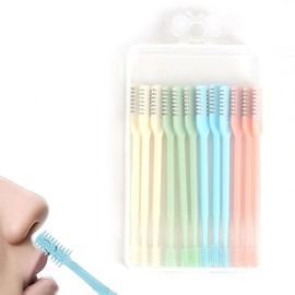 VANANA VANANA Nasal Hair Cutter, Manual Nose Hair Trimmer 360 Degree Rotate to Clean Double Sided Head Brush Nose Hair Plucker for Women Men, with Storage Box (12 Pieces, Multicolor)