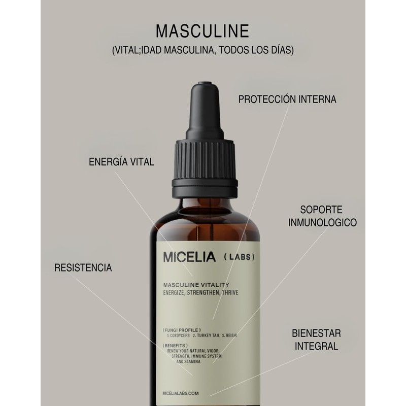 Masculine Vitality Micelia Labs Energía, resistencia y bienestar masculino Cordyceps