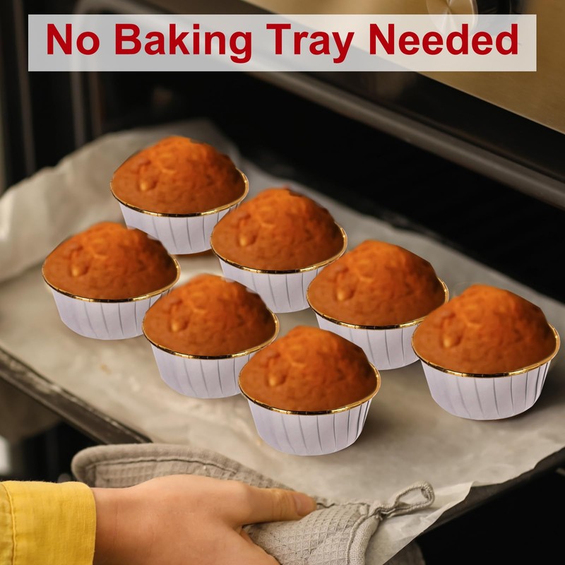 sourcing map 50 Pcs Single-Sided Aluminum Foil Cupcake Liners, Greaseproof