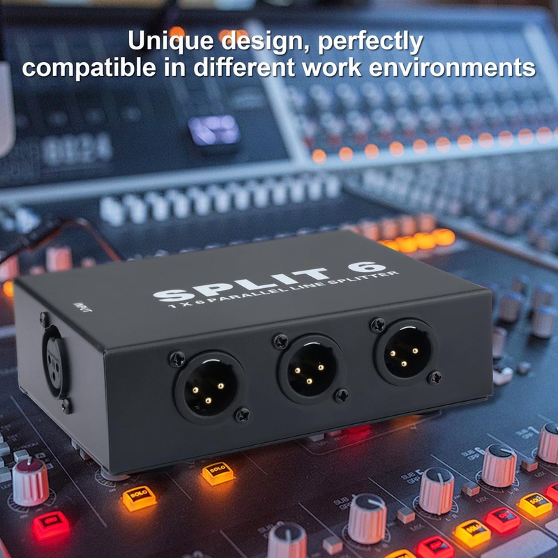 Mugkom Split 6 XLR Splitter Box, 1-IN-6-OUT/6-IN-1-OUT 6 Channel Parallel