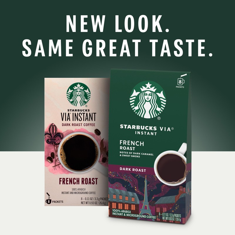 Starbucks VIA Instant Coffee, Dark Roast Coffee, French Roast, 100%