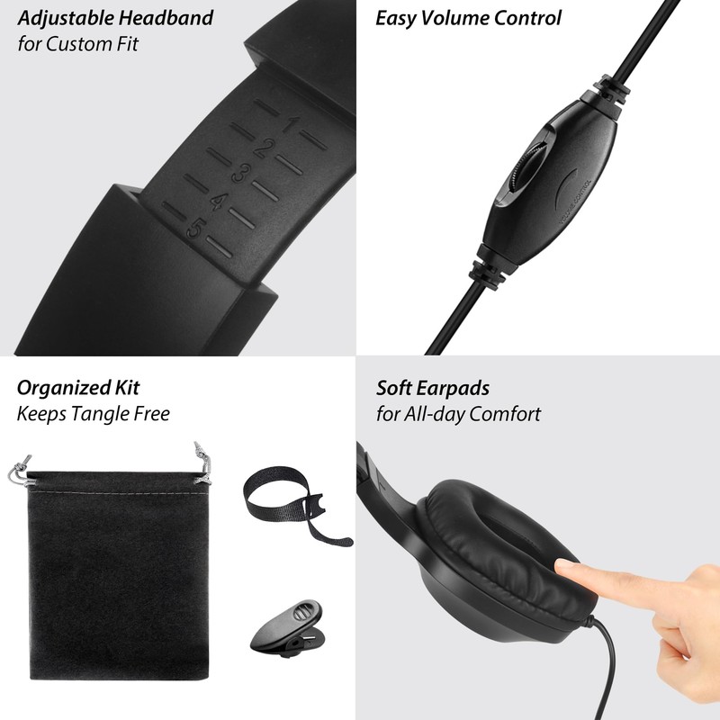 20Ft Extra Long Cord Headphones for TV & PC with