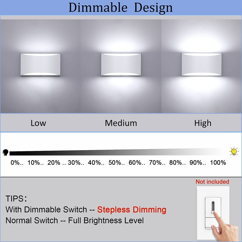 Lightess Indoor LED Wall Lamp 12W Dimmable Up Down Wall