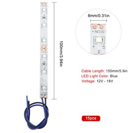 YIXISI 15 PCS 100mm Prewired Strip LED, 12V - 18V LED Strip Light, 2335 SMD LED Light, Blue