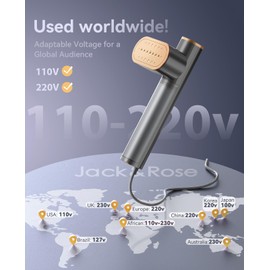 Jack ＆ Rose Travel Steamer for Clothes,100-220V Portable Iron,15s Heat Up,Steamer ＆ Iron 2 In 1, Travel Size,Large Ceramic Heat Panel,for Global ＆ Europe