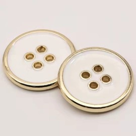 12PCS Four-Eye Metal Button Suit Buttons Crafts Button Decorative Buttons for Sewing DIY (20mm, White Gold)