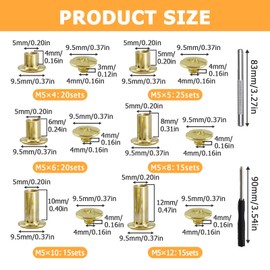 Book Screws Metal Belt Screws Cross Head Screw for Dog Lead Book Screw 4 mm Chicago Book Screws Golden Chicago Screws with Screwdriver for DIY Books Scrapbooking Set of 110