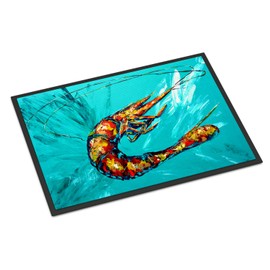 Caroline's Treasures MW1100JMAT Shrimp Teal Shrimp Door Mat, Indoor Rug or Outdoor Welcome Mat 24x36 Doormat, 24H X 36W, Multicolor