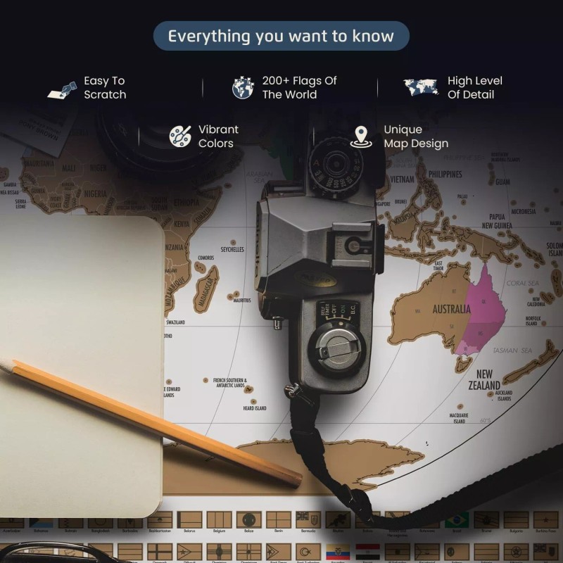 Landmass Scratch Off Map Of The World - Premium World