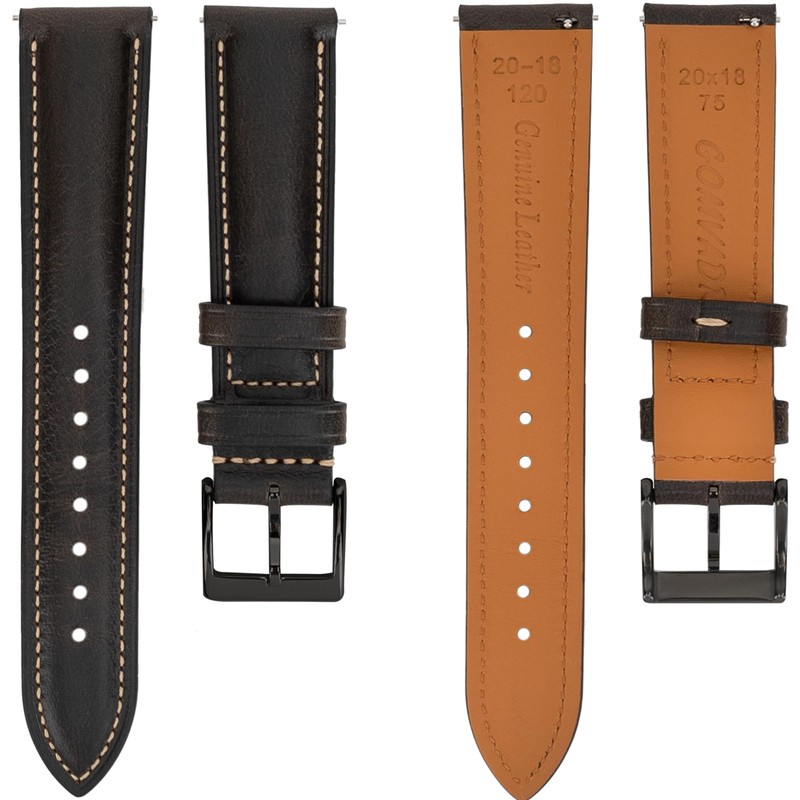 Gomvadr Quick Release Leather Watch Band,Vintage Oil-tanned Pull-up Leather Strap