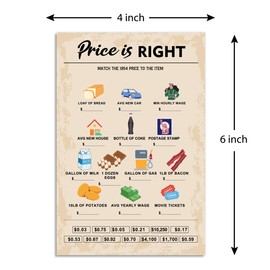 70th Birthday Party Games, Price is Right Games, Birthday Party Supplies for Adults, Fun 1954s Party Game，Pack of 30 Cards