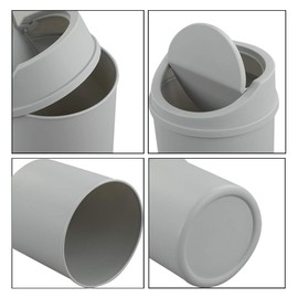 Cadineer Desktop Bin, Mini Trash Can With Swing Top Lid, Small Dustbin (Grey)
