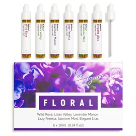 Benatu Floral Premium Fragrance Oils Set for Diffuser, Candle, Soap Making - Spring Scents Aromatherapy Perfume Oil Gift for Home (Rose, Lily, Lavender, Freesia, Jasmine, Lilac) 6 Pcs