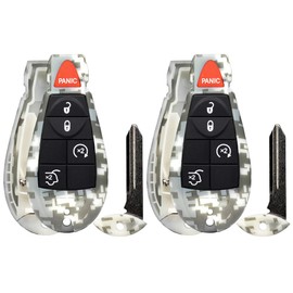2 New Camouflage Entry 5 Buttons Remote Start Car Key Fob Fobik Shell / CASE Remote IYZC01C for Commander & Grand Cherokee - (No Electronics or Chip Inside)