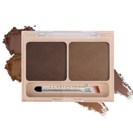 Wirwody Eyebrow Powder, Eyebrow Powder, Natural, Water-Proof, Fluffy, 3D Gradient Eyebrows, Nose Shadow, Cosmetic Brush Included, 2 Colors, 1 Piece (01 Dark Brown + Light Coffee Color)