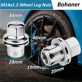 Bohaner 20Pcs M14x1.5 Wheel Nuts 22mm Hex Alloy Wheel Nuts Chrome Closed End M14x1.5 Lug Nuts with Floating Captive Washers LR068126 RRD500290 for Range Rover Sport Discovery 3&4 Range Rover L322