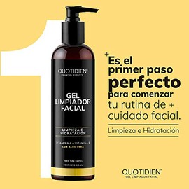 Gel Limpiador Facial con Vitamina C + Vitamina E + Aloe Vera - 80% Ingredientes Naturales- Limpiador Profundo Facial -Baja Espuma- Remueve Grasas y To
