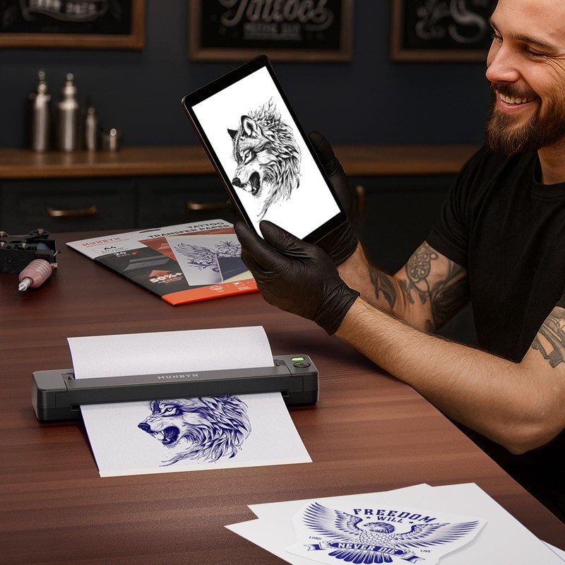 MUNBYN 20 Sheets Tattoo Transfer Paper A4 Stencil Paper Tattoo