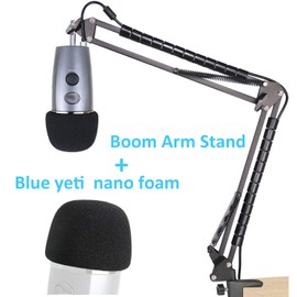 Yeti Nano Mic Boom Arm with Nano Pop Filter - Mic Suspension Boom Arm Stand and Windscreen Compatible with Blue Yeti Nano Microphone by YOUSHARES