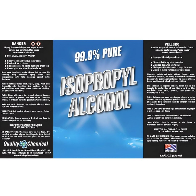 Quality Chemical - Super Premium - 99.9% Pure Isopropyl Alcohol