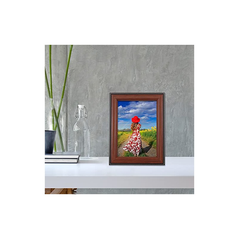 Lawrence Frames Walnut Finish 5x7 Picture Frame - Gold Bead