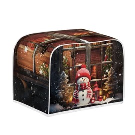 JEOCODY Christmas Snowman Toaster Bread Maker Cover Fits Most Standard 4 Slice Toasters, Universal Size Microwave Oven Dustproof Cover Women Gift