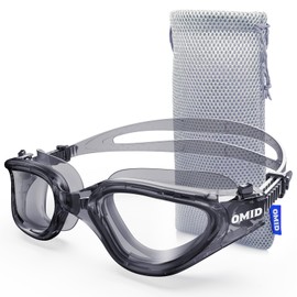 OMID Swim Goggles, P2 Polarized 【Patent & Upgrade】 Anti-Fog Anti-UV No Leakage Swimming Goggles for Adult Men Women Youth (A4-Non Polarized-AllBlack-Clear)
